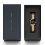 Daniel Wellington Quadro Studio Black Dial Rose Gold Mesh Strap Watch For Women - DW00100518 Authentic Buy Shop Now
