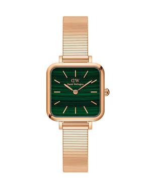 Daniel Wellington Quadro Studio Green Dial Rose Gold Mesh Strap Watch For Women - DW00100520 Authentic Buy Shop Now