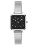 Daniel Wellington Quadro Studio Black Dial Silver Mesh Strap Watch For Women - DW00100522 Authentic Buy Shop Now