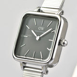 Daniel Wellington Quadro Studio Black Dial Silver Mesh Strap Watch For Women - DW00100522 Authentic Buy Shop Now
