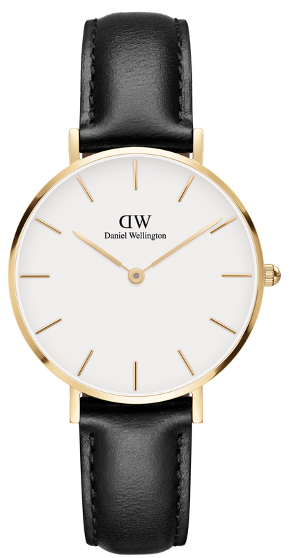 Daniel Wellington Classic Petite Sheffield White Dial Black Leather Strap Watch For Women - DW00100230 Authentic Buy Shop Now