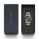 Daniel Wellington Iconic Link Chronograph Grey Dial Grey Steel Strap Watch for Men - DW00100643 Authentic Buy Shop Now