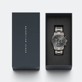 Daniel Wellington Iconic Link Chronograph Grey Dial Grey Steel Strap Watch for Men - DW00100643 Authentic Buy Shop Now