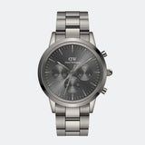 Daniel Wellington Iconic Link Chronograph Grey Dial Grey Steel Strap Watch for Men - DW00100643 Authentic Buy Shop Now