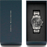 Daniel Wellington Iconic Link Chronograph Grey Dial Grey Steel Strap Watch for Men - DW00100643 Authentic Buy Shop Now