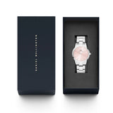 Daniel Wellington Iconic Link Pink Dial Silver Steel Strap Watch For Women - DW00100327 Authentic Buy Shop Now