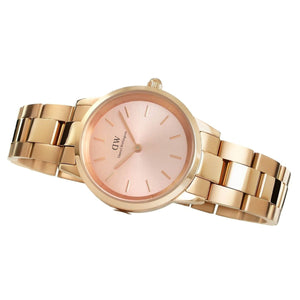 Daniel Wellington Iconic Link Pink Dial Rose Gold Steel Strap Watch For Women - DW00100333 Authentic Buy Shop Now
