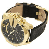Diesel Mega Chief Chronograph Black Dial Black Leather Strap Watch For Men - DZ4344 Authentic Buy Shop Now