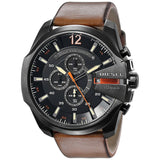 Diesel Mega Chief Chronograph Black Dial Brown Leather Strap Watch For Men - DZ4343 Authentic Buy Shop Now