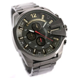 Diesel Mega Chief Chronograph Grey Dial Grey Steel Strap Watch For Men - DZ4421 Authentic Buy Shop Now