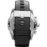 Diesel Mega Chief Chronograph Blue Dial Black Leather Strap Watch For Men - DZ4423 Authentic Buy Shop Now