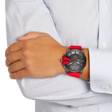 Diesel Mega Chief Chronograph Black Dial Red Silicone Strap Watch For Men - DZ4427 Authentic Buy Shop Now