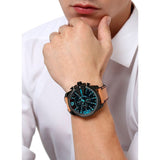Diesel Mega Chief Chronograph Black Dial Brown Leather Strap Watch For Men - DZ4476 Authentic Buy Shop Now