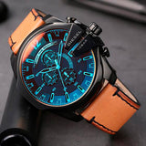 Diesel Mega Chief Chronograph Black Dial Brown Leather Strap Watch For Men - DZ4476 Authentic Buy Shop Now