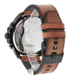 Diesel Mega Chief Chronograph Black Dial Brown Leather Strap Watch For Men - DZ4476 Authentic Buy Shop Now