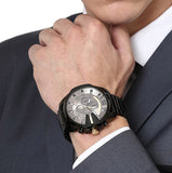 Diesel Mega Chief Chronograph Grey Dial Black Steel Strap Watch For Men - DZ4479 Authentic Buy Shop Now