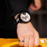Diesel Mega Chief Chronograph Silver Dial Black Leather Strap Watch For Men - DZ4512 Authentic Buy Shop Now