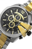 Diesel Mega Chief Chronograph Black Dial Two Tone Steel Strap Watch For Men - DZ4581 Authentic Buy Shop Now