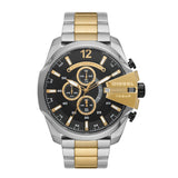Diesel Mega Chief Chronograph Black Dial Two Tone Steel Strap Watch For Men - DZ4581 Authentic Buy Shop Now