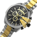 Diesel Mega Chief Chronograph Black Dial Two Tone Steel Strap Watch For Men - DZ4581 Authentic Buy Shop Now