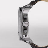 Diesel Mr Daddy Chronograph White Dial Black Leather Strap Watch For Men - DZ7125 Authentic Buy Shop Now