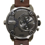 Diesel Little Daddy SBA Small Sized Grey Dial Brown Leather Strap Watch For Men - DZ7258 Authentic Buy Shop Now