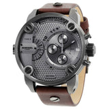 Diesel Little Daddy SBA Small Sized Grey Dial Brown Leather Strap Watch For Men - DZ7258 Authentic Buy Shop Now