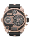 Diesel Big Daddy Gold & Black Dial Black Leather Strap Watch For Men - DZ7261 Authentic Buy Shop Now
