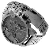 Diesel Little Daddy Dual Time Chronograph Grey Dial Stainless Steel Strap Watch For Men - DZ7263 Authentic Buy Shop Now