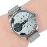 Diesel Mini Daddy Dual Time Silver Dial Stainless Steel Watch For Men - DZ7305 Authentic Buy Shop Now