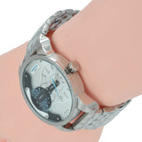 Diesel Mini Daddy Dual Time Silver Dial Stainless Steel Watch For Men - DZ7305 Authentic Buy Shop Now