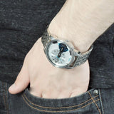 Diesel Mini Daddy Dual Time Silver Dial Stainless Steel Watch For Men - DZ7305 Authentic Buy Shop Now