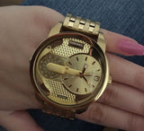 Diesel Mini Daddy Gold Dial Gold Steel Strap Watch For Men - DZ7306 Authentic Buy Shop Now
