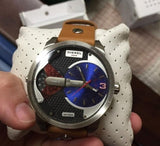 Diesel Mini Daddy Blue & Black Dial Brown Leather Strap Watch For Men - DZ7308 Authentic Buy Shop Now