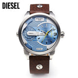 Diesel Mini Daddy LIght Blue Dial Brown Leather Strap Watch For Men - DZ7321 Authentic Buy Shop Now