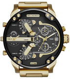 Diesel Mr Daddy 2.0 Chronograph Black Dial Gold Steel Strap Watch For Men - DZ7333 Authentic Buy Shop Now