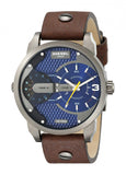 Diesel Mini Daddy Analog Blue Dial Brown Leather Strap Watch For Men - DZ7339 Authentic Buy Shop Now