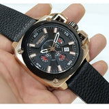 Diesel BAMF Chronograph Black Dial Black Leather Strap Watch For Men - DZ7346 Authentic Buy Shop Now