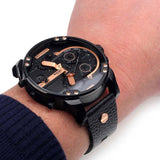 Diesel Mr Daddy 2.0 Chronograph Black Dial Black Leather Strap Watch For Men - DZ7350 Authentic Buy Shop Now