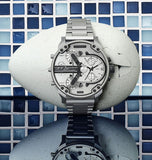 Diesel Mr. Daddy Chronograph Silver Dial Silver Steel Strap Watch For Men - DZ7421 Authentic Buy Shop Now