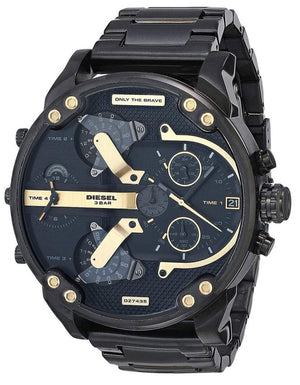 Diesel Big Daddy Chronograph Black Dial Black Steel Strap Watch For Men - DZ7312 Authentic Buy Shop Now