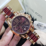 Michael Kors Bradshaw Burgundy Dial Two Tone Steel Strap Watch for Women - MK6270 Authentic Buy Shop Now