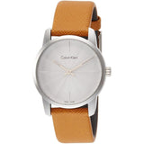 Calvin Klein City Silver Dial Orange Leather Strap Watch for Women - K2G231G6 Authentic Buy Shop Now