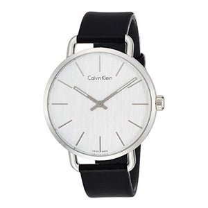 Calvin Klein Even White Dial Black Leather Strap Watch for Women - K7B211C6 Authentic Buy Shop Now
