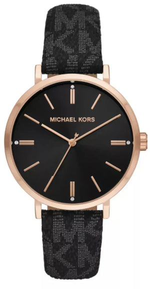 Michael Kors Addyson Quartz Black Dial Black Leather Strap Watch for Women - MK2948 Authentic Buy Shop Now