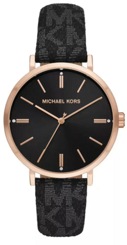 Michael Kors Addyson Quartz Black Dial Black Leather Strap Watch for Women - MK2948 Authentic Buy Shop Now