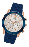 Guess Caliber Chronograph White Dial Blue Silicone Strap Watch for Men - W0864G5 Authentic Buy Shop Now