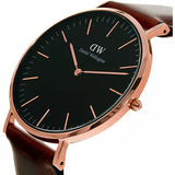 Daniel Wellington Classic St Mawes Black Dial Brown Leather Strap Watch For Men - DW00100124 Authentic Buy Shop Now