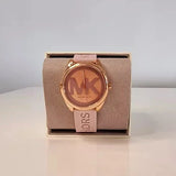 Michael Kors Janelle Three Hand Rose Gold Dial Pink Rubber Strap Watch For Women - MK7139 Authentic Buy Shop Now
