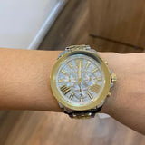 Michael Kors Wren Chronograph Crystals Silver Two Tone Steel Strap Watch for Women - MK6953 Authentic Buy Shop Now